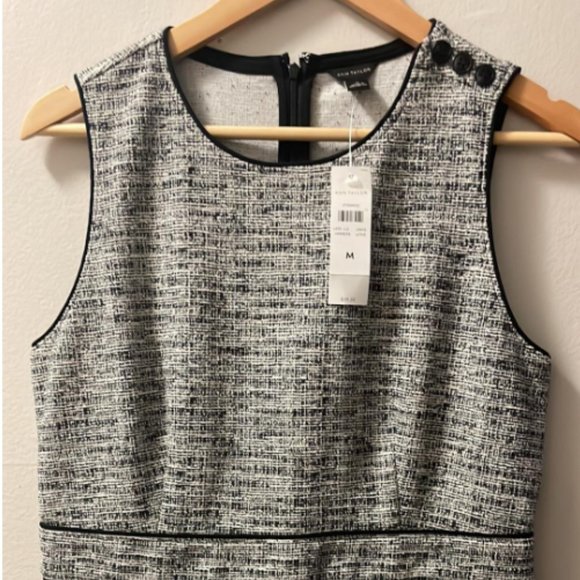 Ann Taylor Houndstooth Peplum Top - Monochrome - Size M - Picture 2 of 6